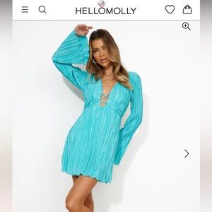 Hello Molly XS Teal Plisse Dress